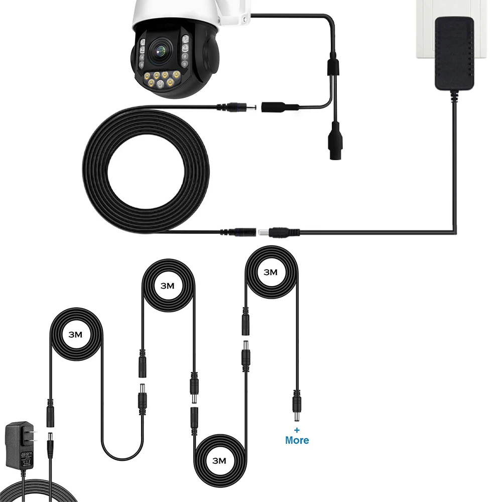 Imagem -06 - Cabo de Extensão para Câmera Cctv Masculino e Feminino Cabo de Alimentação Estender Fio 12v 5.5 mm 2.1 mm 1m 2m 3m 5m 10m dc