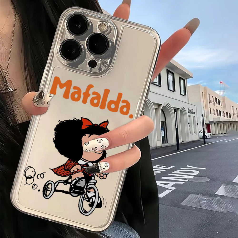 Cute Mafaldas Phone Case For iPhone 16 15 14 13 12 11 Mini Pro Max X XR XSMax 7 8 Plus SE20 Transparent Cover