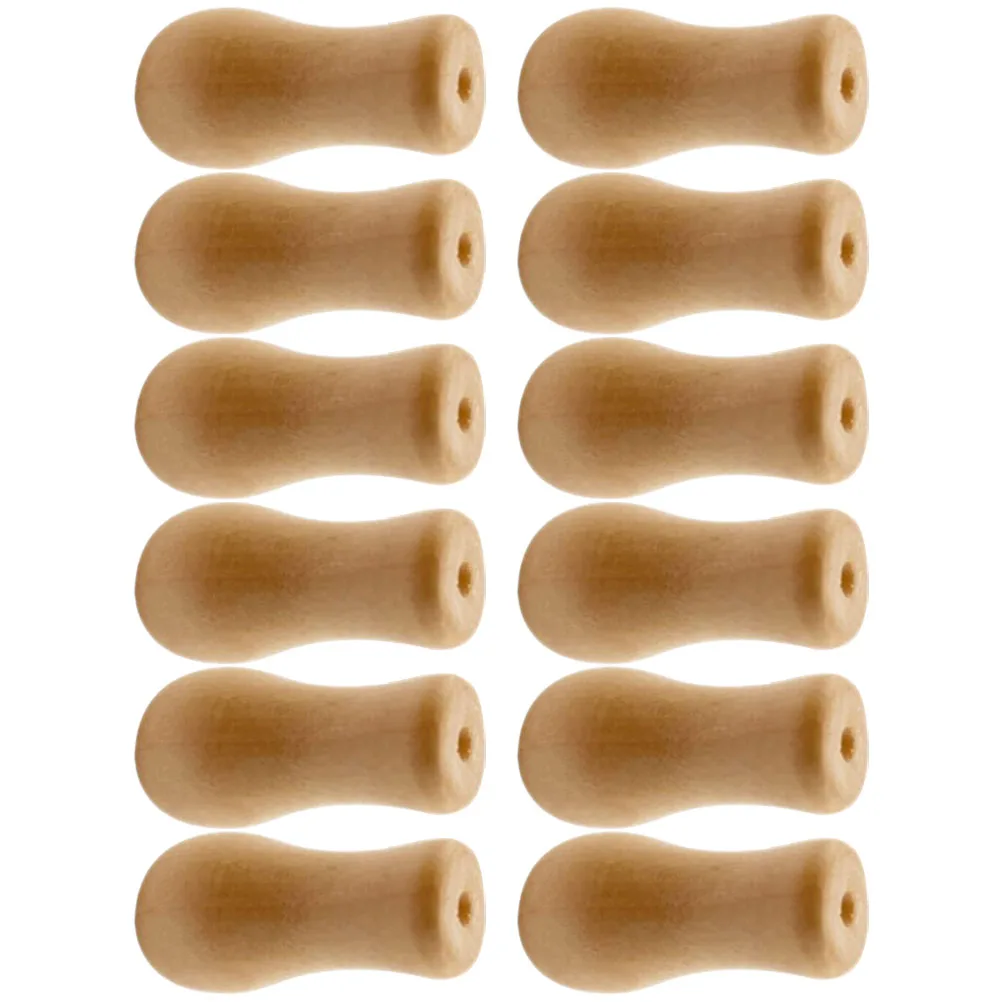 

12 Pcs Wooden Drop Curtain Accessories Decorative Pulls for Blinds Window Cord Knobs Parts Ends