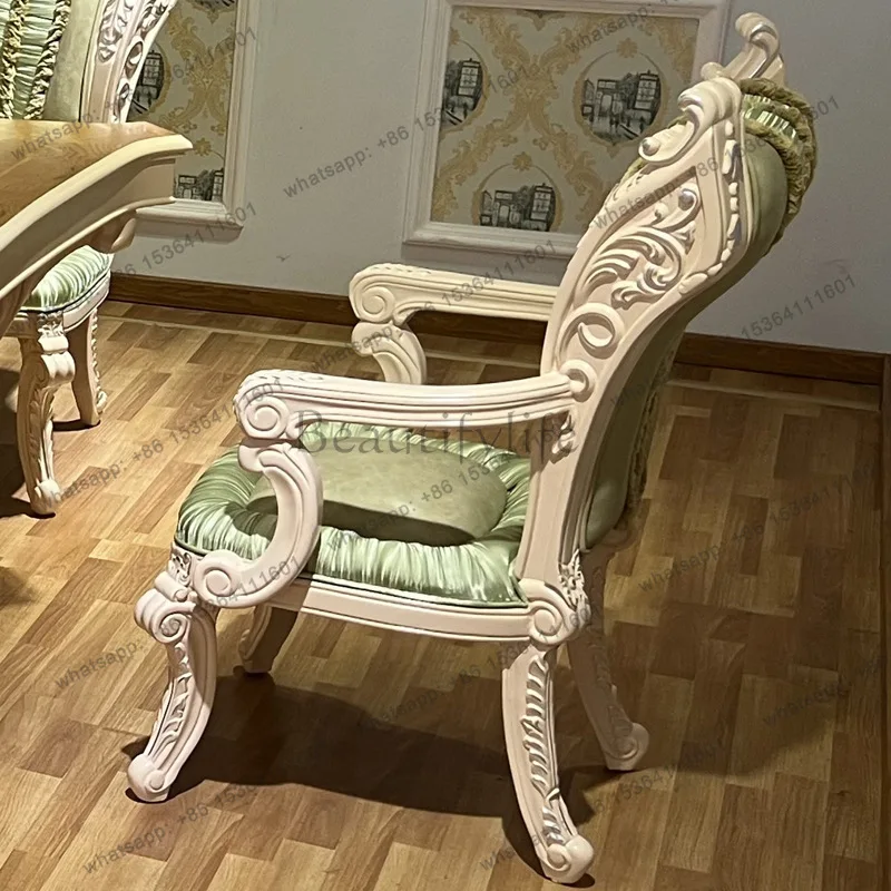 French dining table solid wood parquet surface household long dining table and chairs solid  French chair