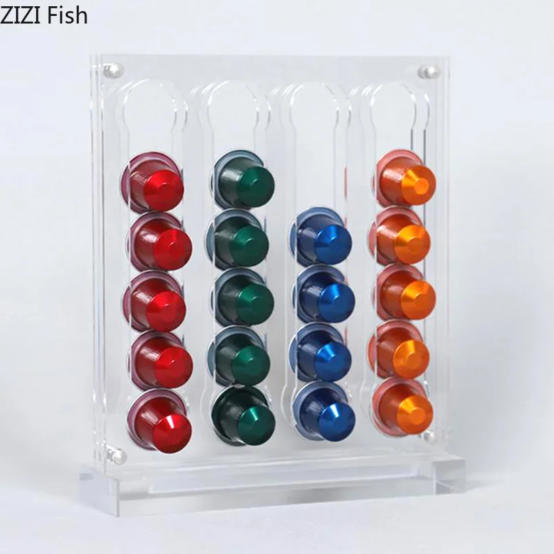 

Acrylic Capsule Holder Coffee Themed Display Rack Desktop Ornament Home Accessories Art Sculpture Statue Decoration Crafts