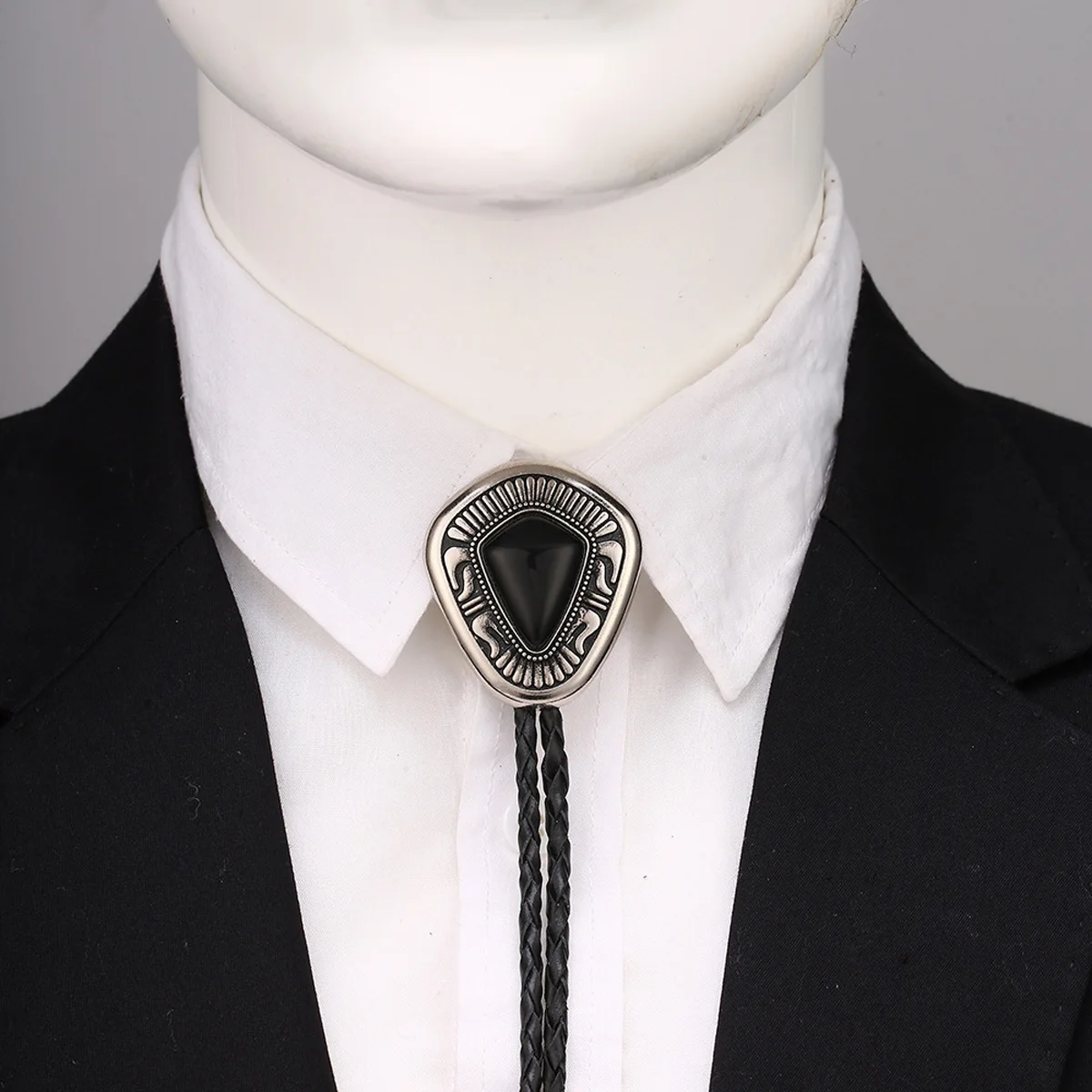 Retro Western Cowboy Krawatte im Diamant-Stil Bolo Tie Hochzeits- und Party-Accessoires – Detail 4