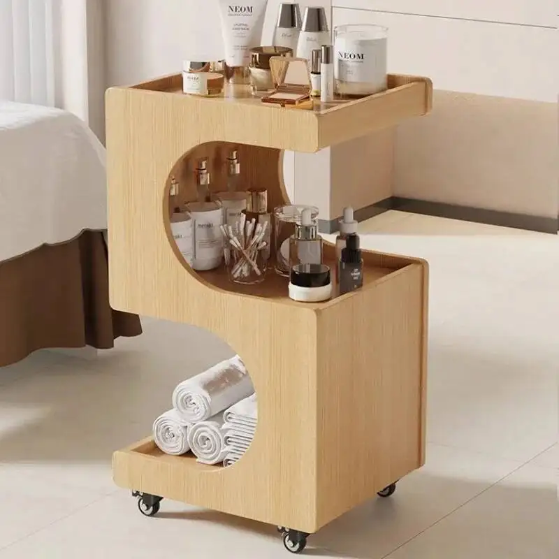Storage Wooden Hairdressing Carts Salon Trolley Tool Cosmetic Lash Salon Trolley Living Room Furniture Carro Peluqueria Lstc