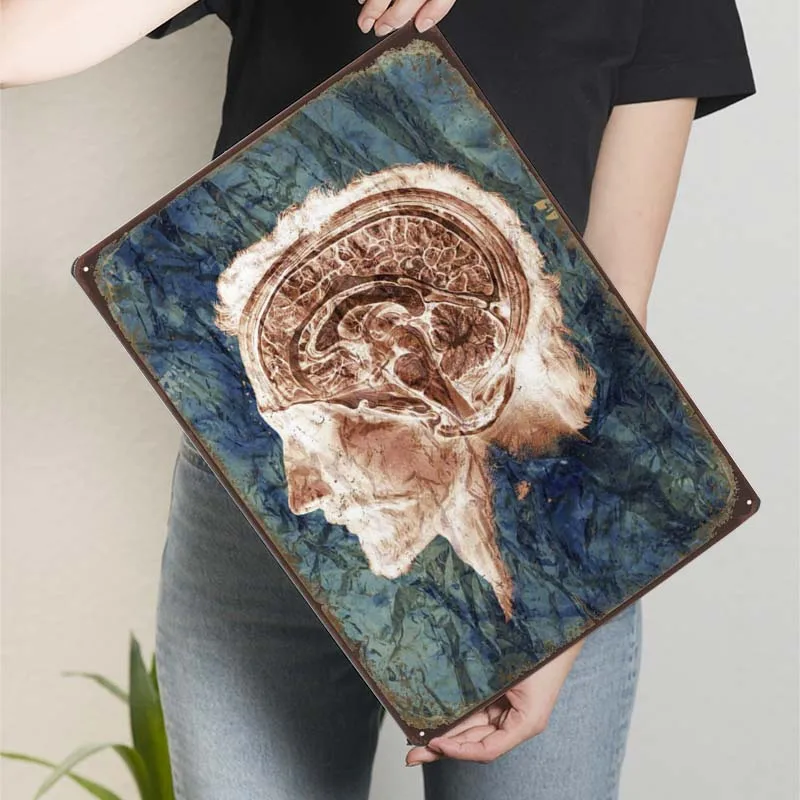 Tin Plaques Custom Metal Wall Art Mural Brain Out of Blue Poster Vintage Retro Metal Signs for Wall Decoration Coffee Bar Decor