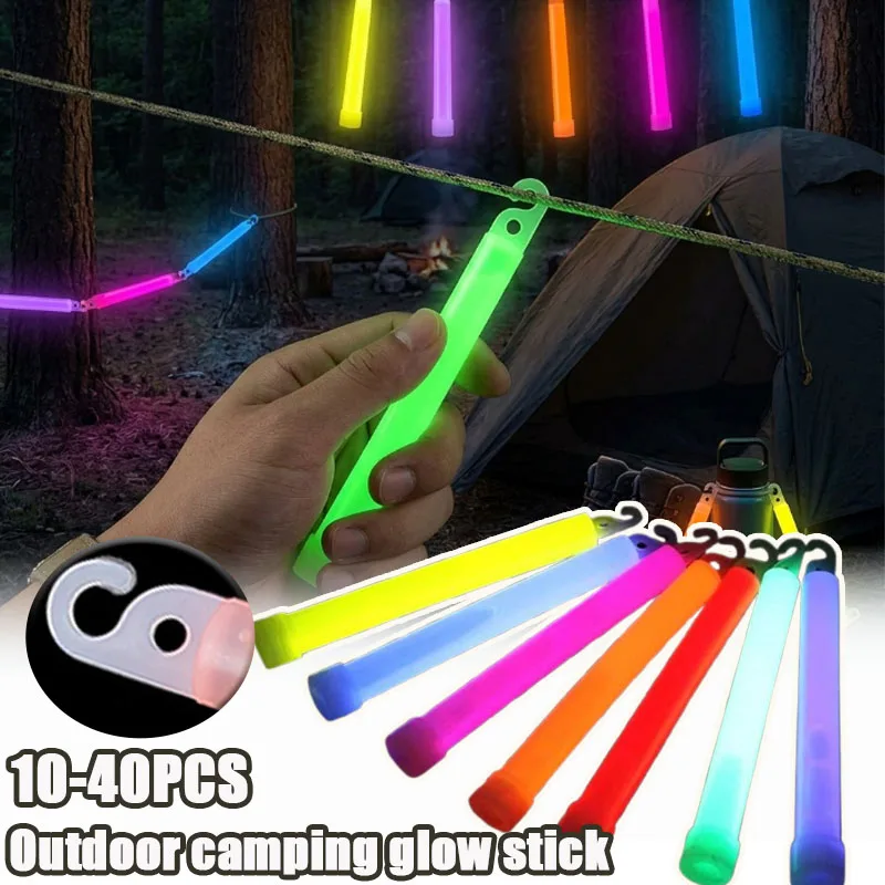 10-40PCS 6 Inch Glow Sticks Outdoor Camping Light Sticks Flexible Luminous Rods for Events Night Activities Hiking Decoration