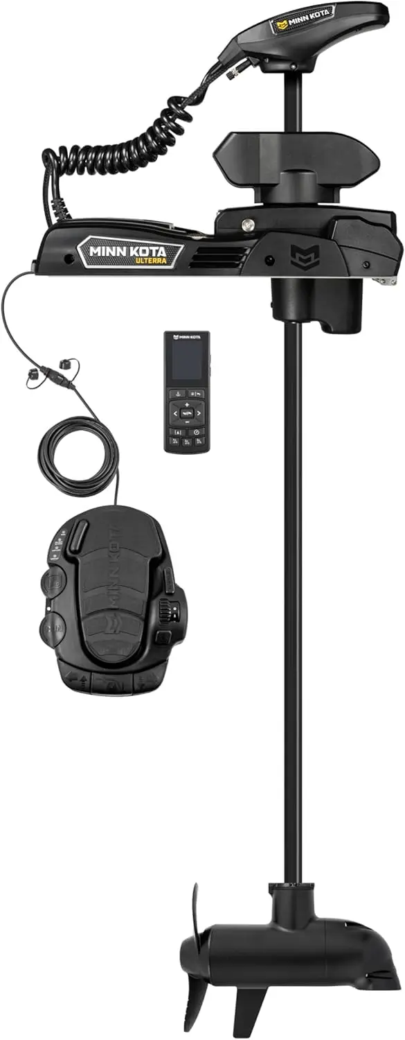 Minn Kota Ulterra QUEST Moteur de pêche à la traîne électrique sans balais à montage sur arc avec verrouillage par points, sonar CHIRP à double spectre d'eau douce