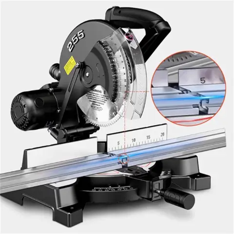 220V 2200W 사선 절단 알루미늄 기계 10인치 고정밀 목재 알루미늄 절단기 45도 절단 원형 톱