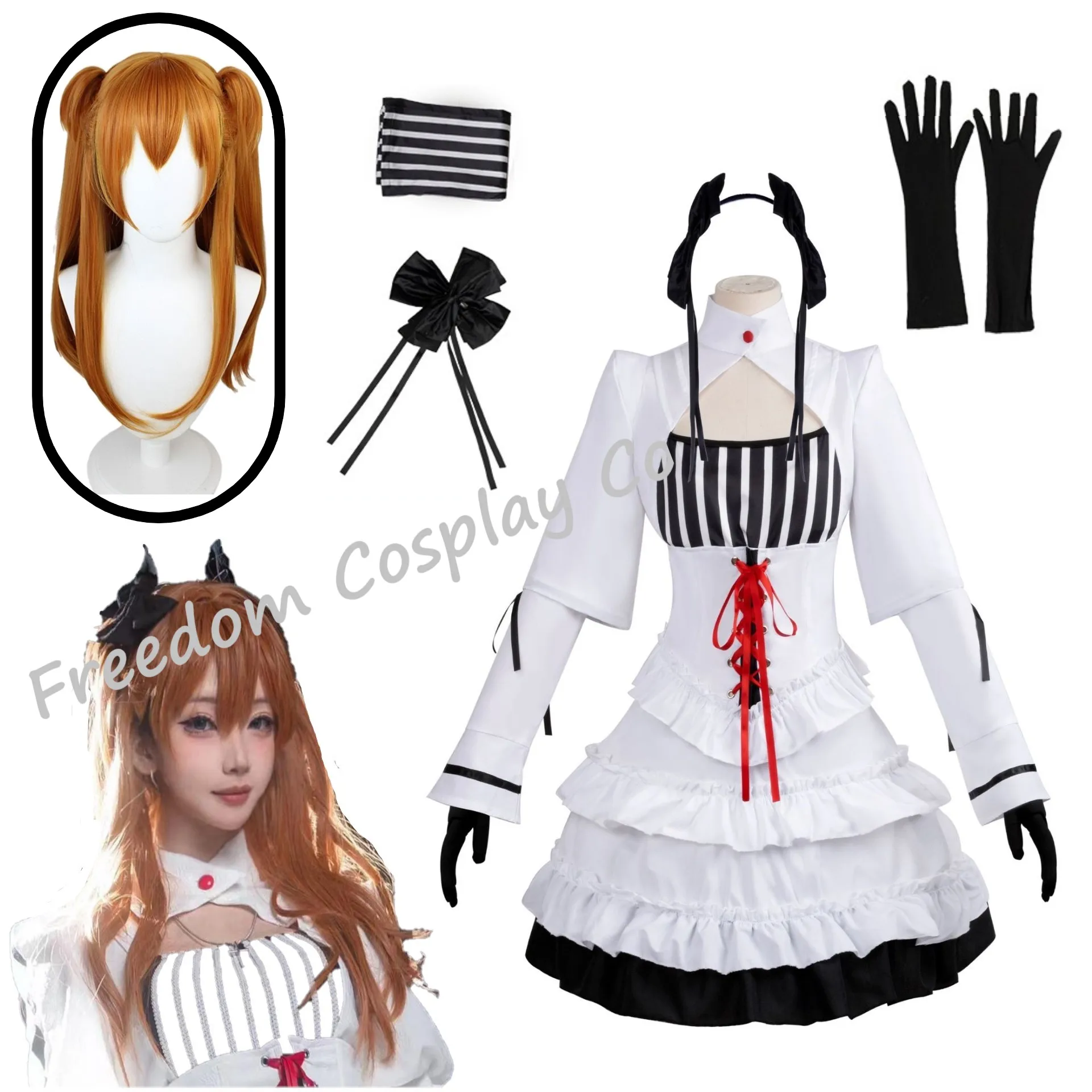 

Asuka Langley Soryu Cosplay Costume tiered Dress New Century Evangelion Cosplay Performance Costume Anime Animation Suit