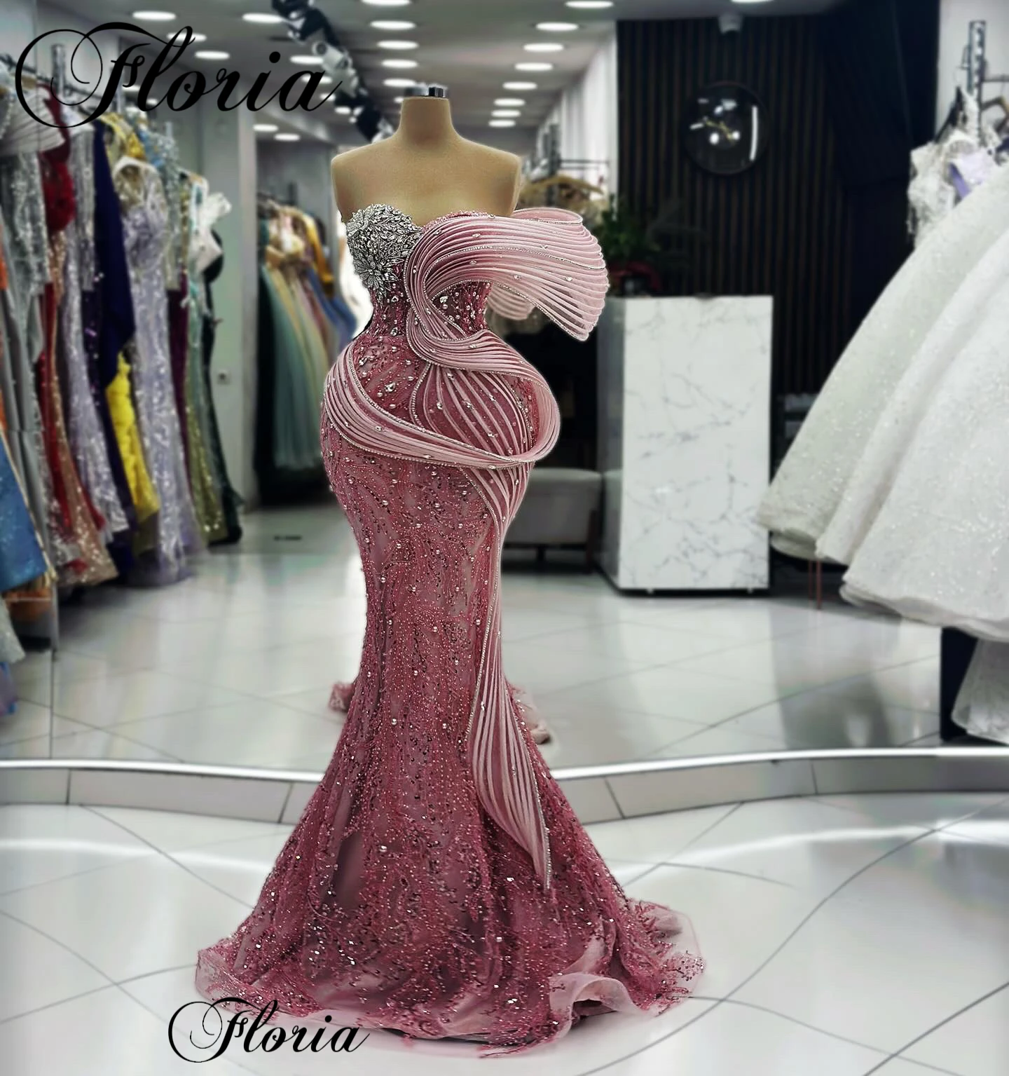 Blush Pink Special Evening Dresses Mermaid Sweetheart Celebrity Dresses Elegant Robes De Soirée Red Carpet Runway Dresses