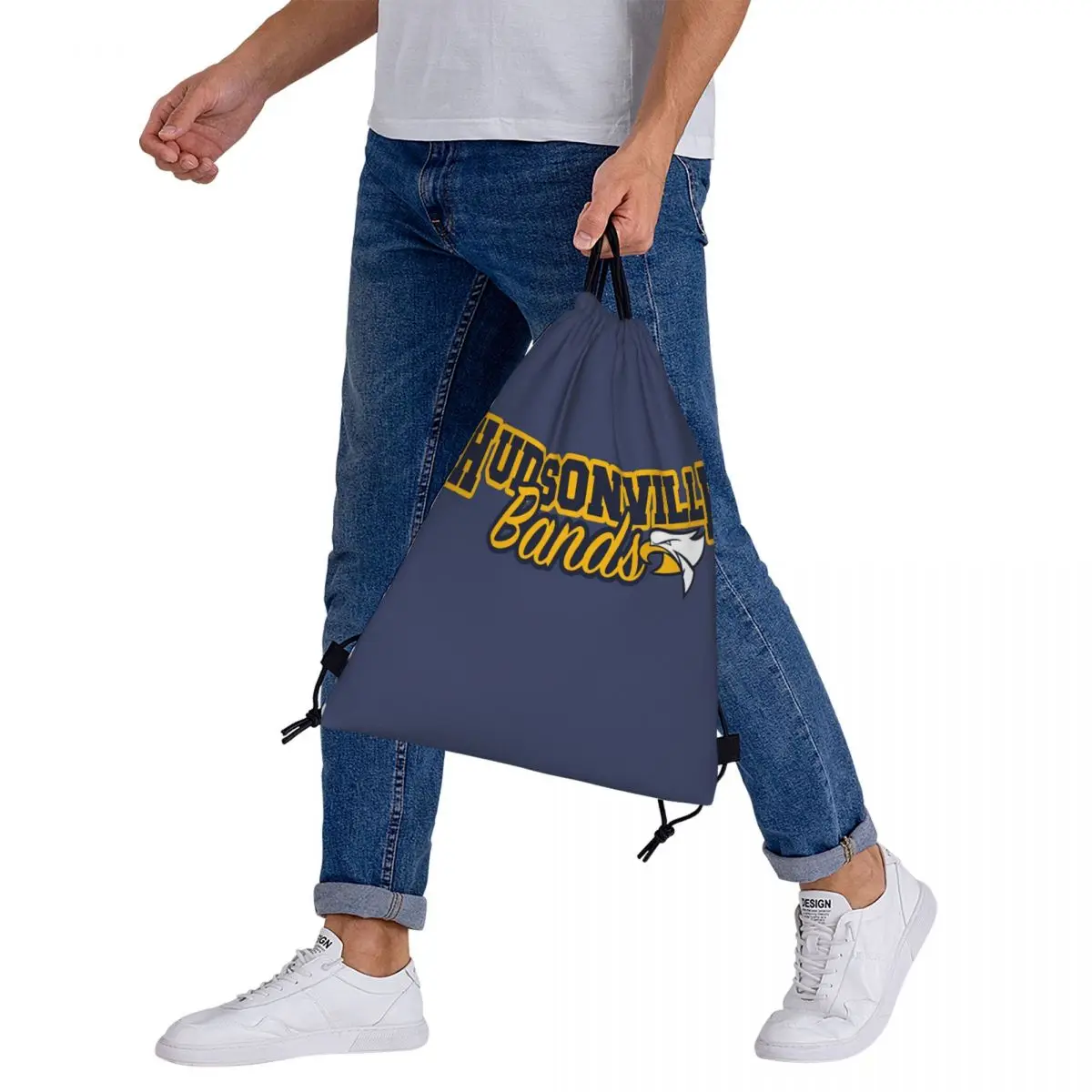 Mochila multifuncional portátil com cordão, bolsa com bolso, para escola e viagens