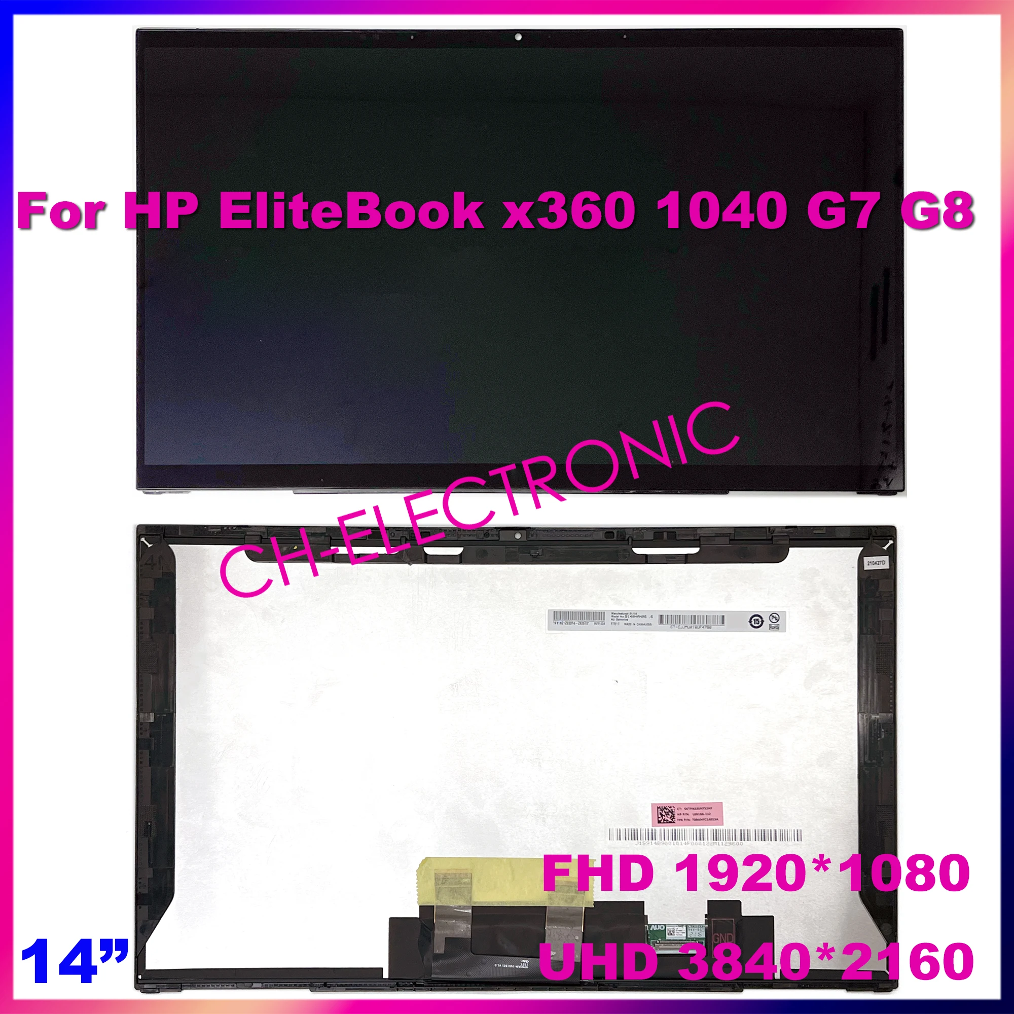 

L86166-112 For HP EliteBook x360 1040 G7 G8 LCD Touch Screen Display Digitizer Assembly Replacement With Frame