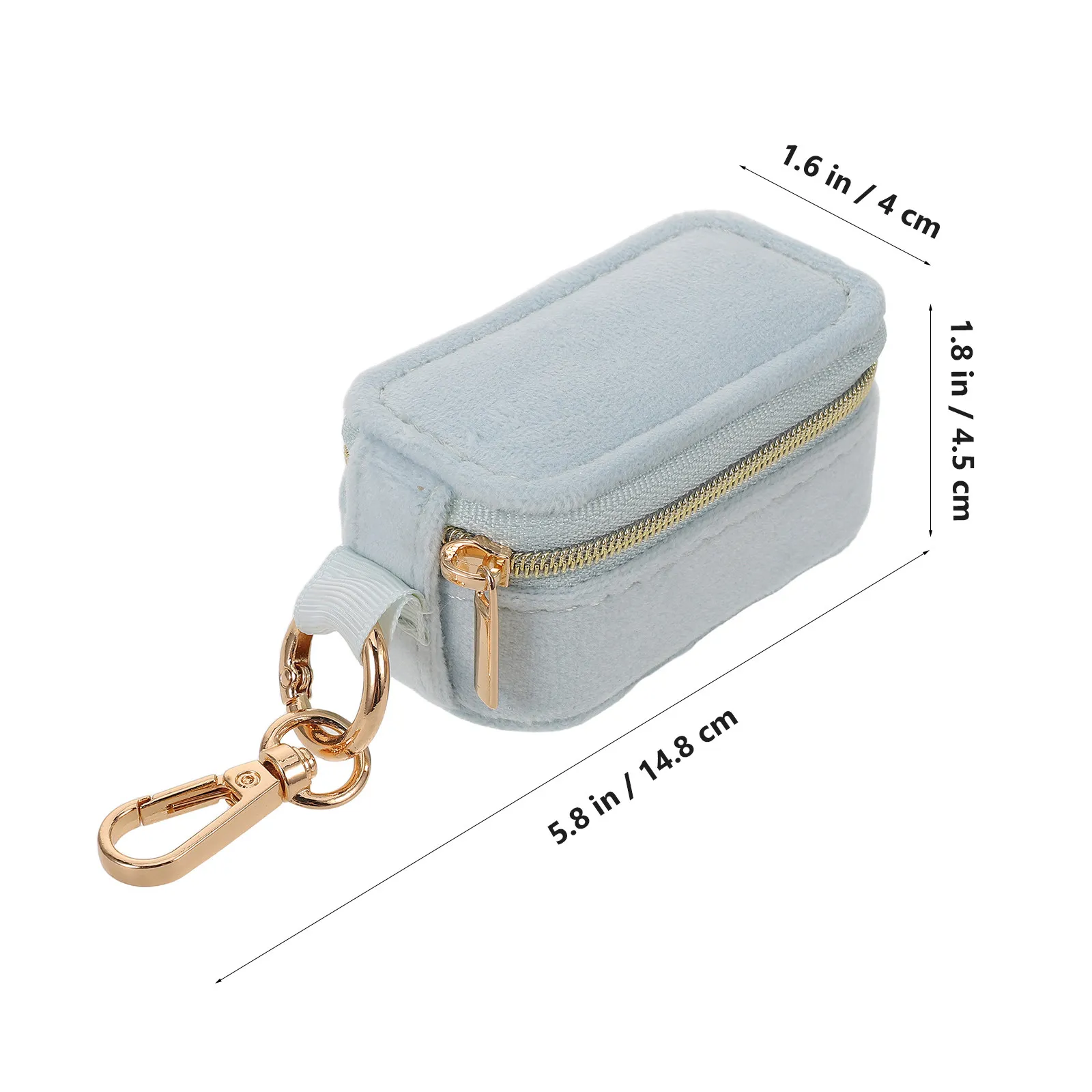 Sky-Blue Mini Travel Jewelry Case Portable Organizer Ring Holder Keychain 2 in 1 Compact Storage for Women Girls