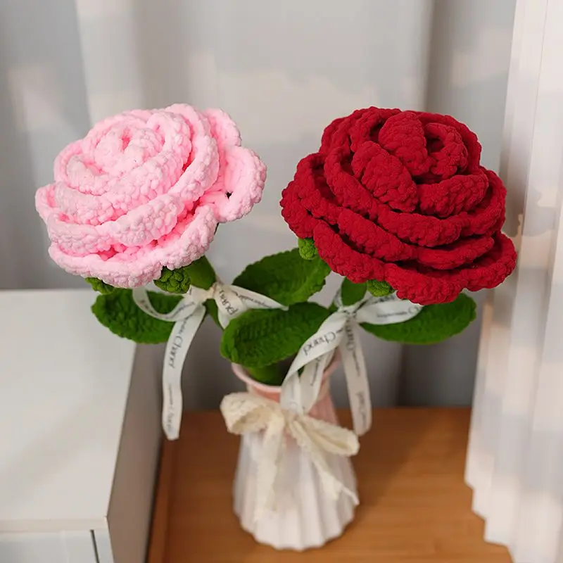 Sunflower Knitted Wool Bouquet, Finished Big Mac Roses, DIY Knitting 520 Mother's Day Gift Graduation Gift for Mother