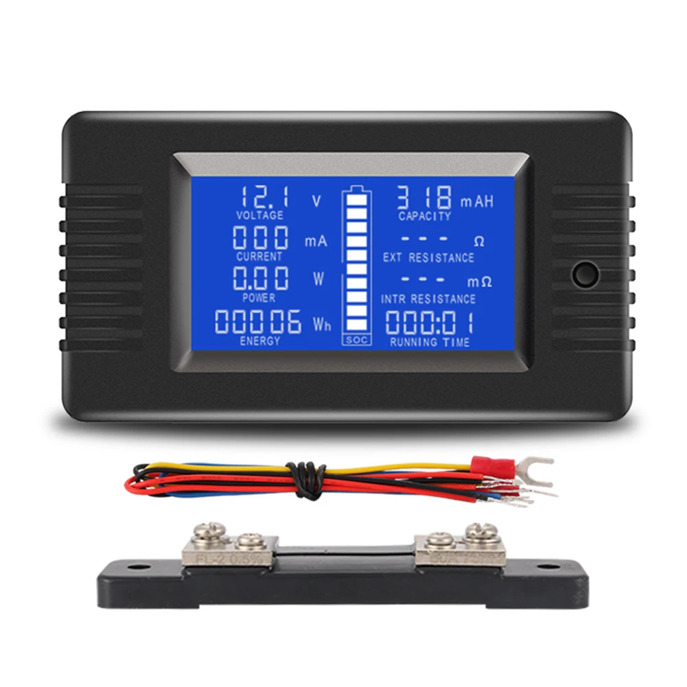 Digital Car Battery Tester Voltage Meter Monitor Tensão Atual com 50a Shunt 12v 24v 48v Pzem015 dc 0200v