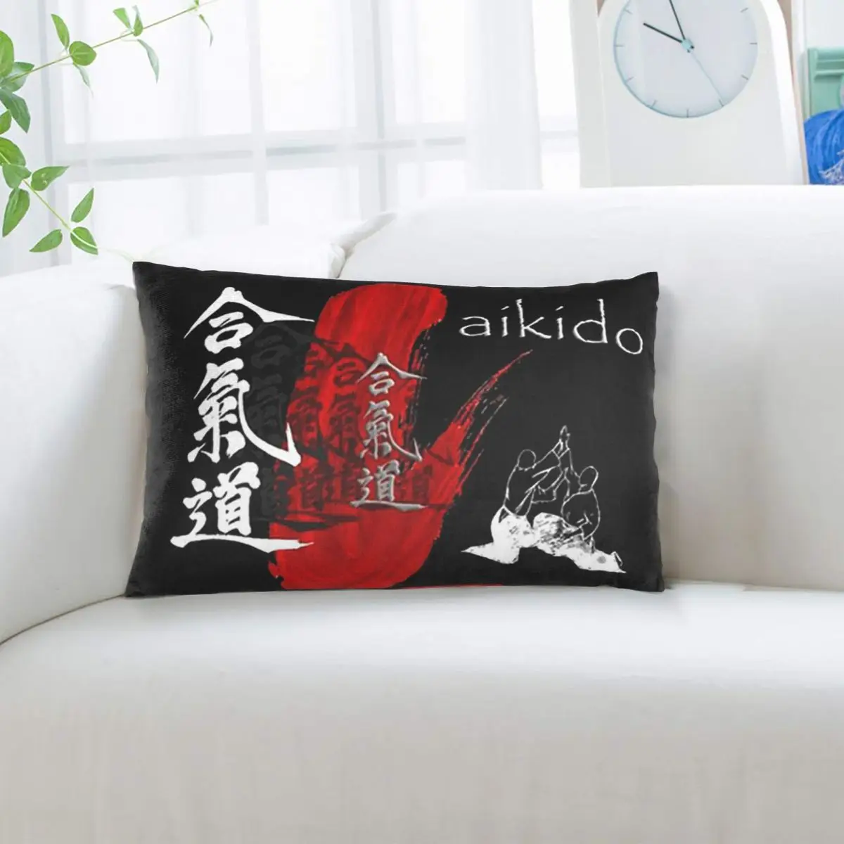 Aikido Red Stroke - Martial Arts Design Art Rectangle Pillowcase Cushion Cover Decor Bedroom Bed Home Comfort Throw Pillow