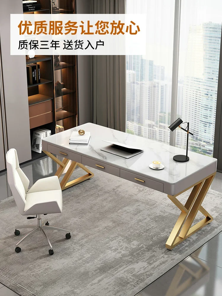 Light luxury rock board desk, modern computer desktop, simple office, home, study, bedroom, girl Economically