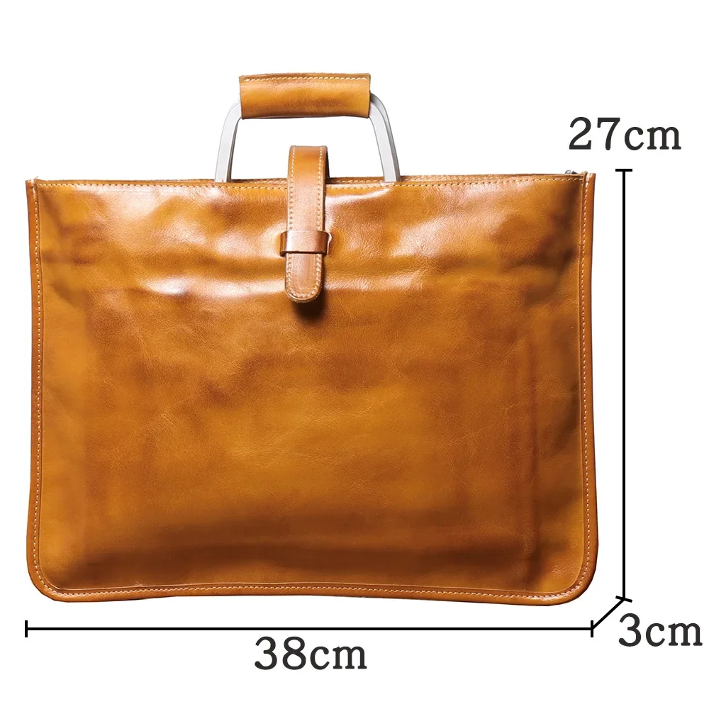 Slim Head Layer Cowhide Business Bag Vintage Men's Briefcase Shoulder Bag