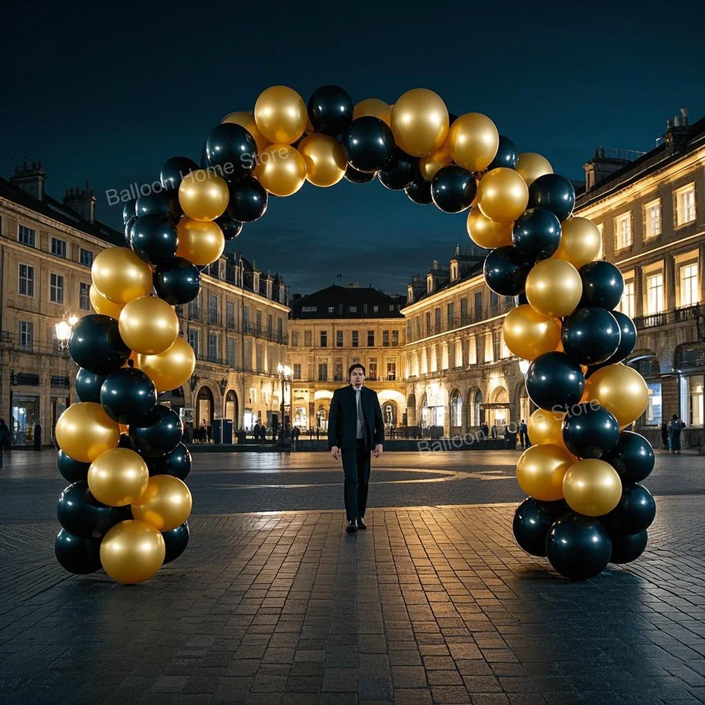 82pcs Black Gold Colors Latex Balloon Arch Set for Adult Birthday Wedding Gender Reveal Bachelorette Party Family Reunion Decor