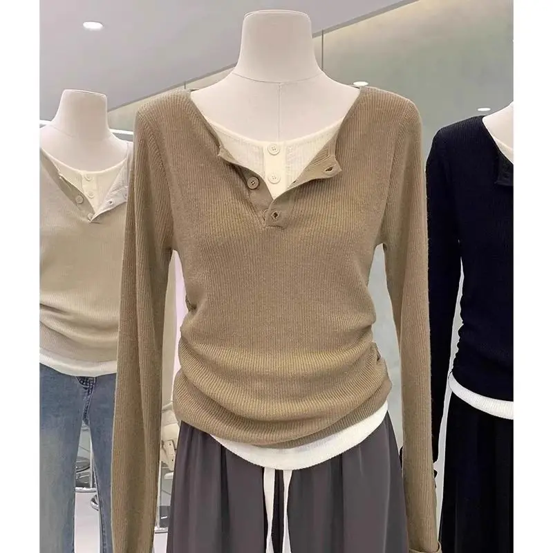 

Sweaters Jumpers Pullovers Woman Turtleneck Cropped Knit Jerseys Houndstooth Business Meeting Conference BF Y2K Lady OL Work Fit