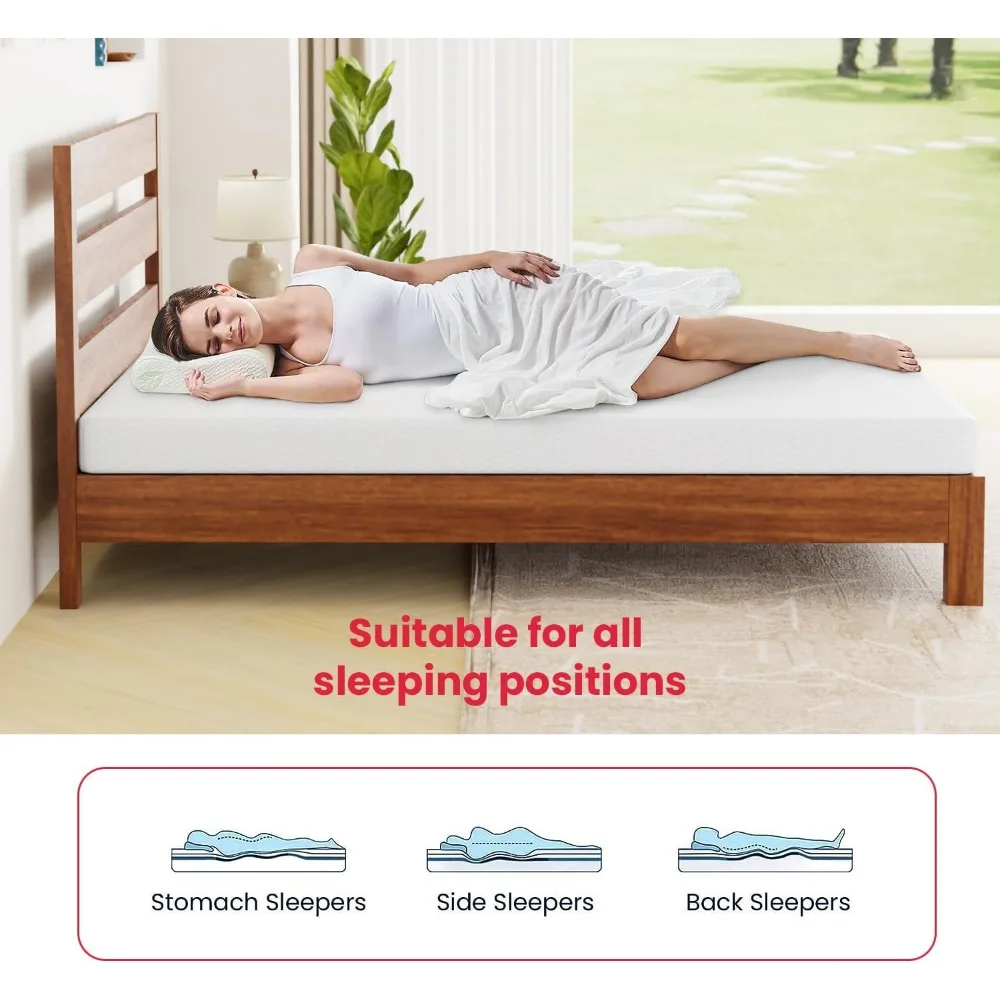 مرتبة إسفنجية ميموري فوم متوسطة الثابتة - الحجم الكامل، نوم رائع، تخفيف الضغط، غطاء مسامي، مثالي لراحة مريحة