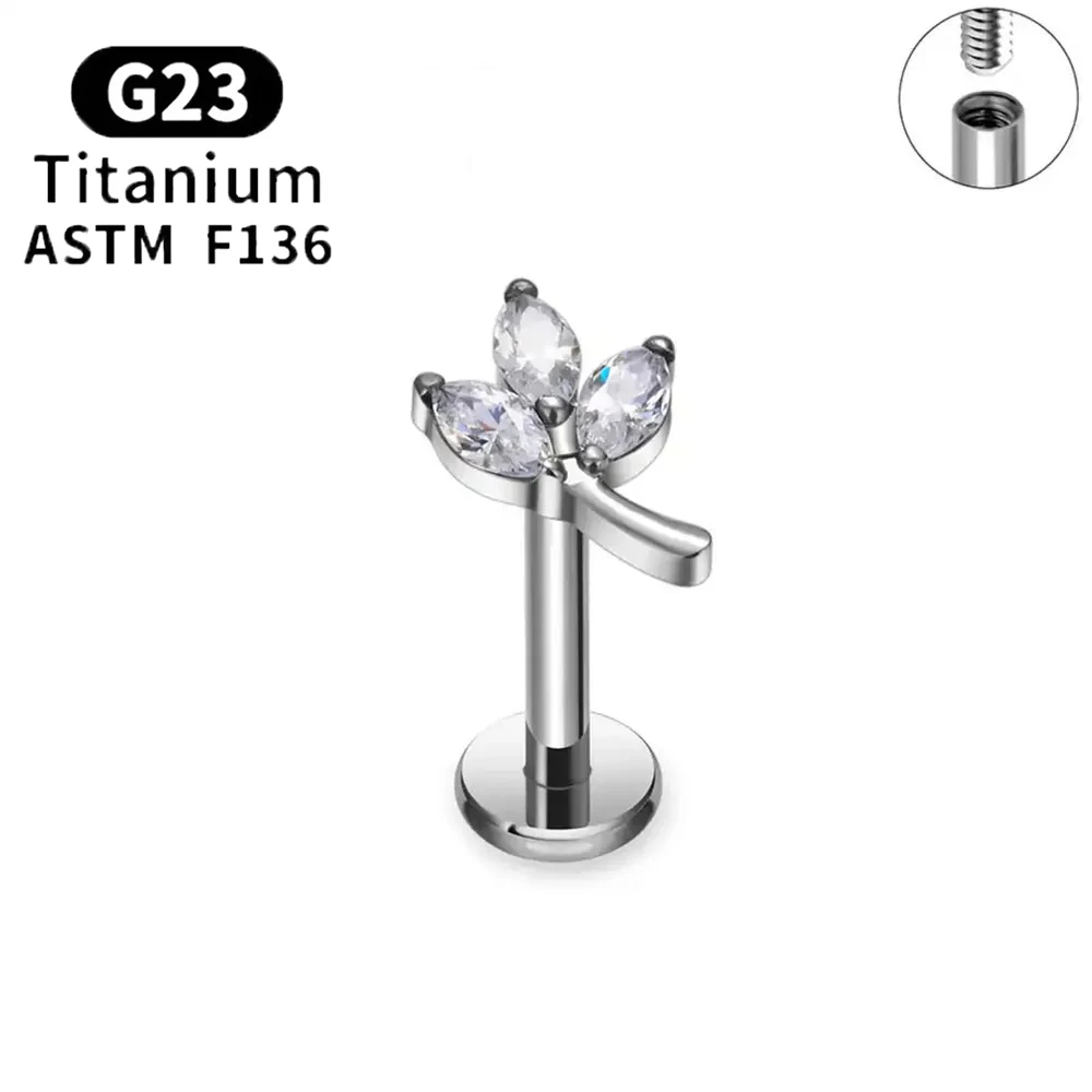 G23 ASTM F136 التيتانيوم الأناناس على شكل الزركون مجوهرات الأذن الغضروف شاشة الأذن الأذن الأظافر الأنف الأظافر الشفاه الأظافر