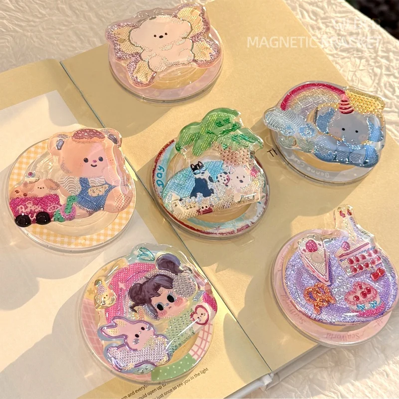 

Cute Cartoon For Magsafe Griptok Phone Holder Support For iPhone 15 16 Foldable Wireless Charging Case Stand Girl Bracket