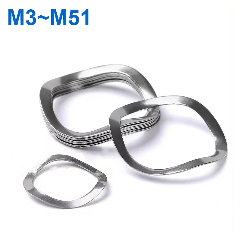 304 Stainless Steel M3 M4 M5 M6 M8 M10 M12 M19 M23 M25 M27-M51 Wave Washer 3/5 Wave Crest Type Gasket Spring Washer