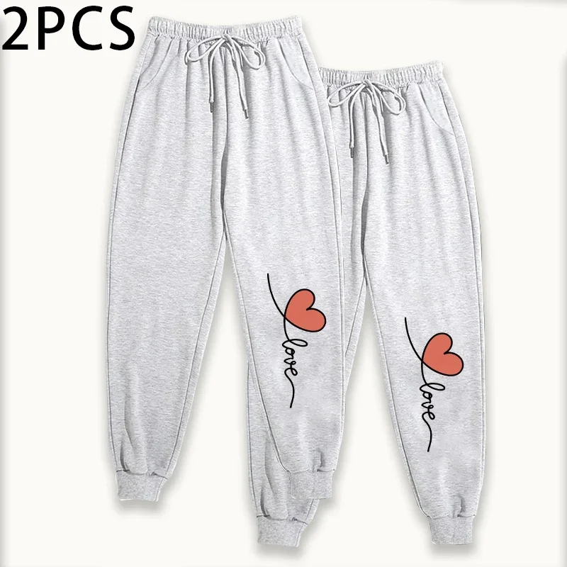 Set da 2 pezzi Pantaloni sportivi da donna Pantaloni da jogging foderati in pile con pantaloni sportivi 2025 Pantaloni casual da esterno per la casa autunno inverno 2 pacchi