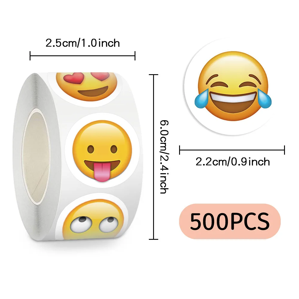 500pcs/Roll Funny Cute emoji memes Stickers Creativity DIY PVC Water Cup Laptop Decals Decoration Stiker Reward Label Gift