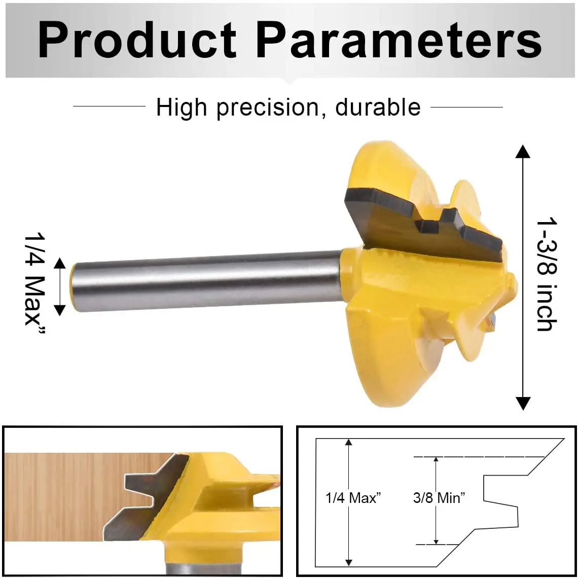 45 Độ 1/4 Inch * 1-3/8 Vít Khóa MITRE Router Bit Tenon Xay Cắt Cho Gỗ Dụng Cụ Cắt dụng Cụ Cắt