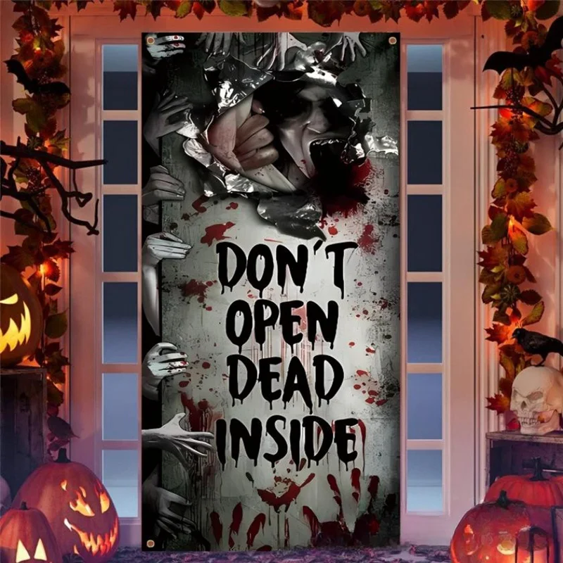 ديكور مشهد جو رعب للهالزينة ، علم الباب ، غطاء باب مخيف ، تأثير ذراع ثلاثي الأبعاد ، احتفال خارجي #1