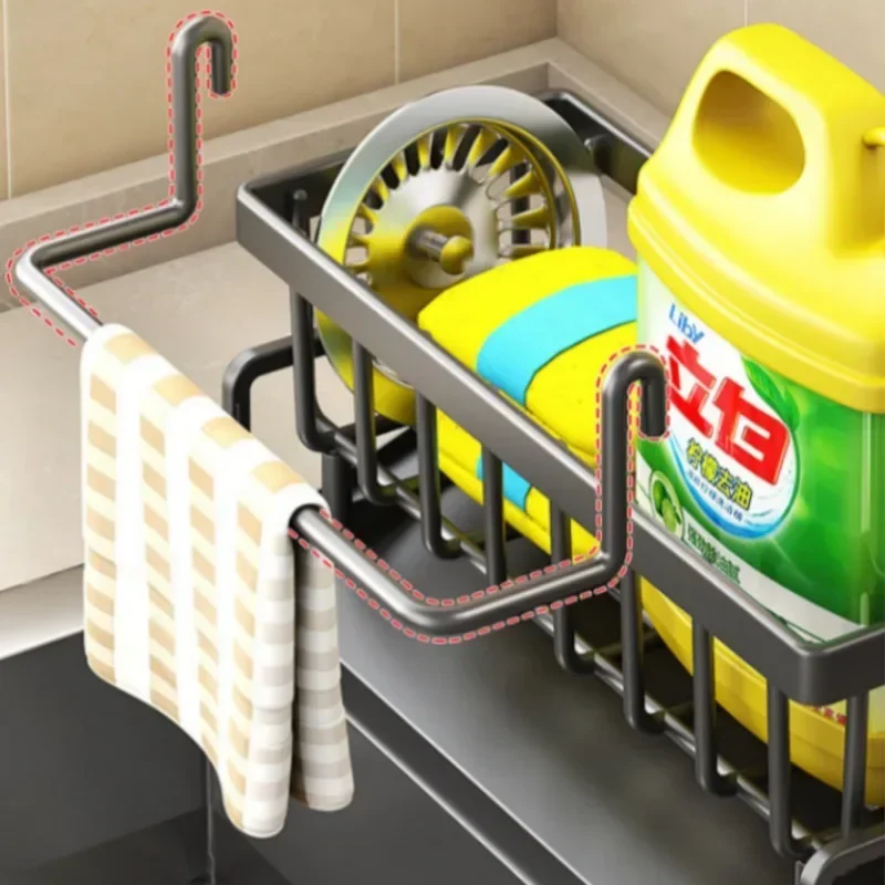 Étagère de cuisine, rangement de chiffon, étagère de Drainage, support de rangement sans poinçon, étagère à épices pour la maison, robinet d\'évier,