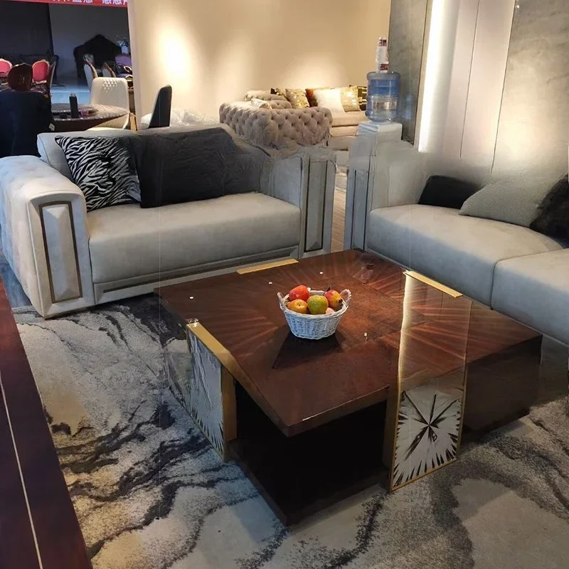 Square coffee table Italian light luxury painting process natural