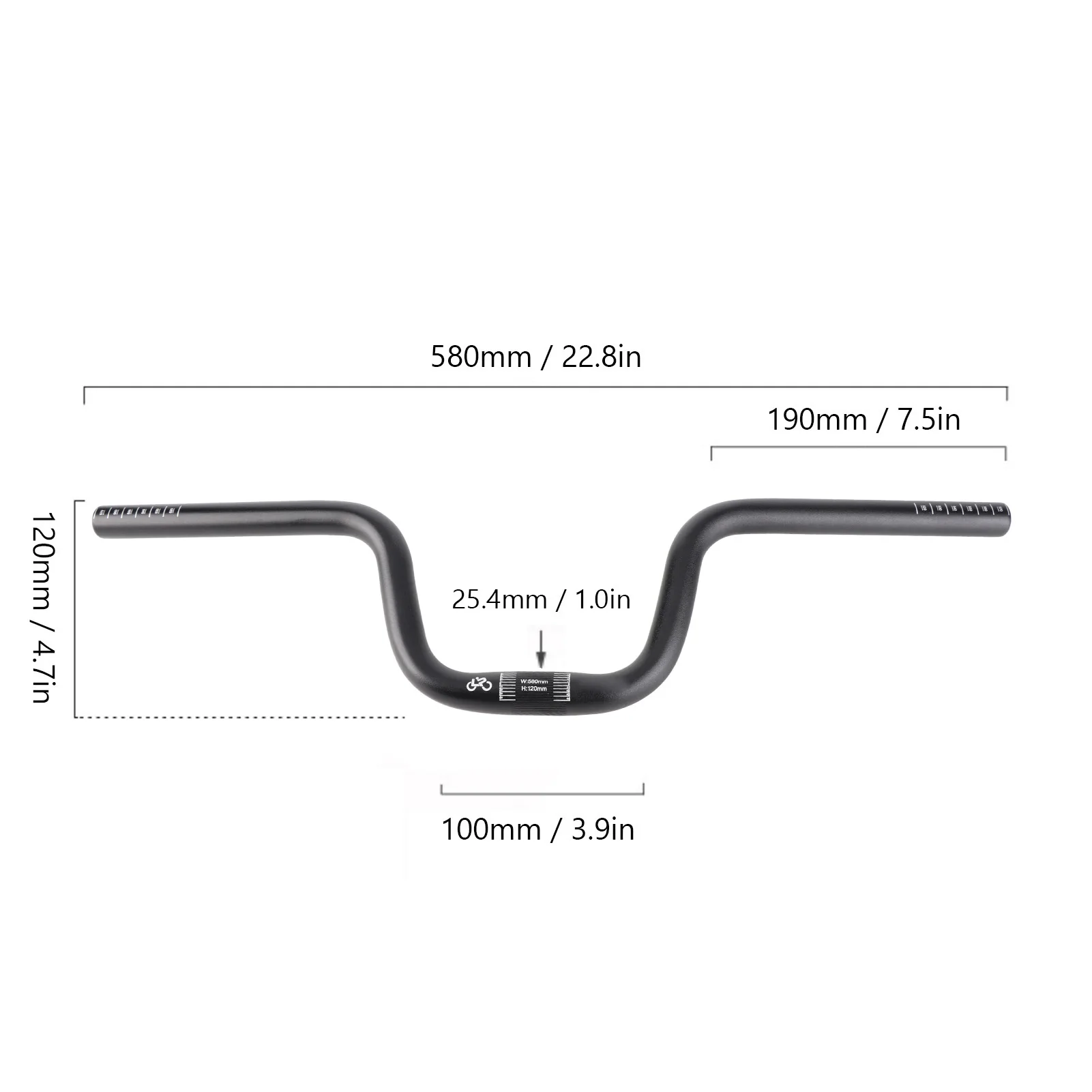 Mountainbike stuurverhoger, trillingsdempend, gemakkelijk schoon te maken, extra lang stuur voor racefietsen, 25,4 mm x 580 mm, voor fietsen.