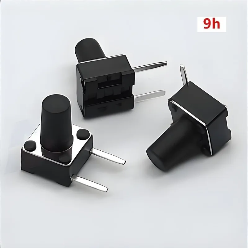 600PCS/LOT 6X6mmX9mm Black Mini Push Button Momentary Tact Button Switch Copper Side Two Pin DIP