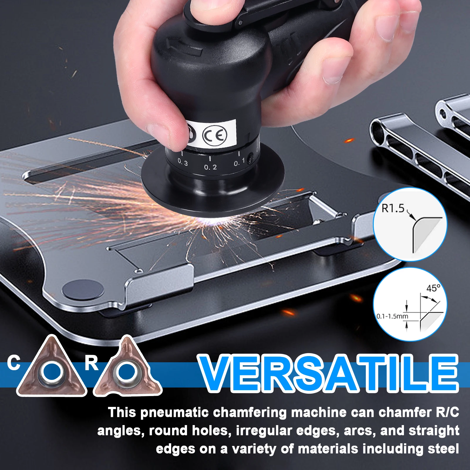 Pneumatic Chamfering Machine Carpenter Chamfering Handheld Grind Tool Metal Wood Acrylic Deburring Beveling Trimming Machine