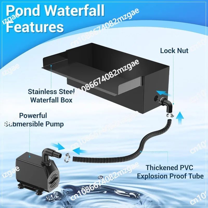 304 Stainless Steel Pond Bellows Waterfall Filter and Aeration Machine, Top Filter Sump Box for Fish Tanks and Aquariums