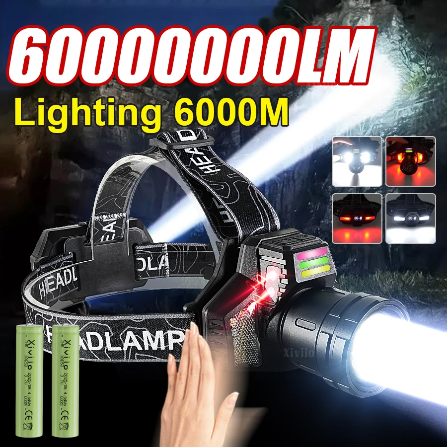 

Индукционный налобный фонарь COB, супер яркий налобный фонарь, перезаряжаемая лампа, налобный фонарик дальнего действия для рыбалки и кемпинга на открытом воздухе