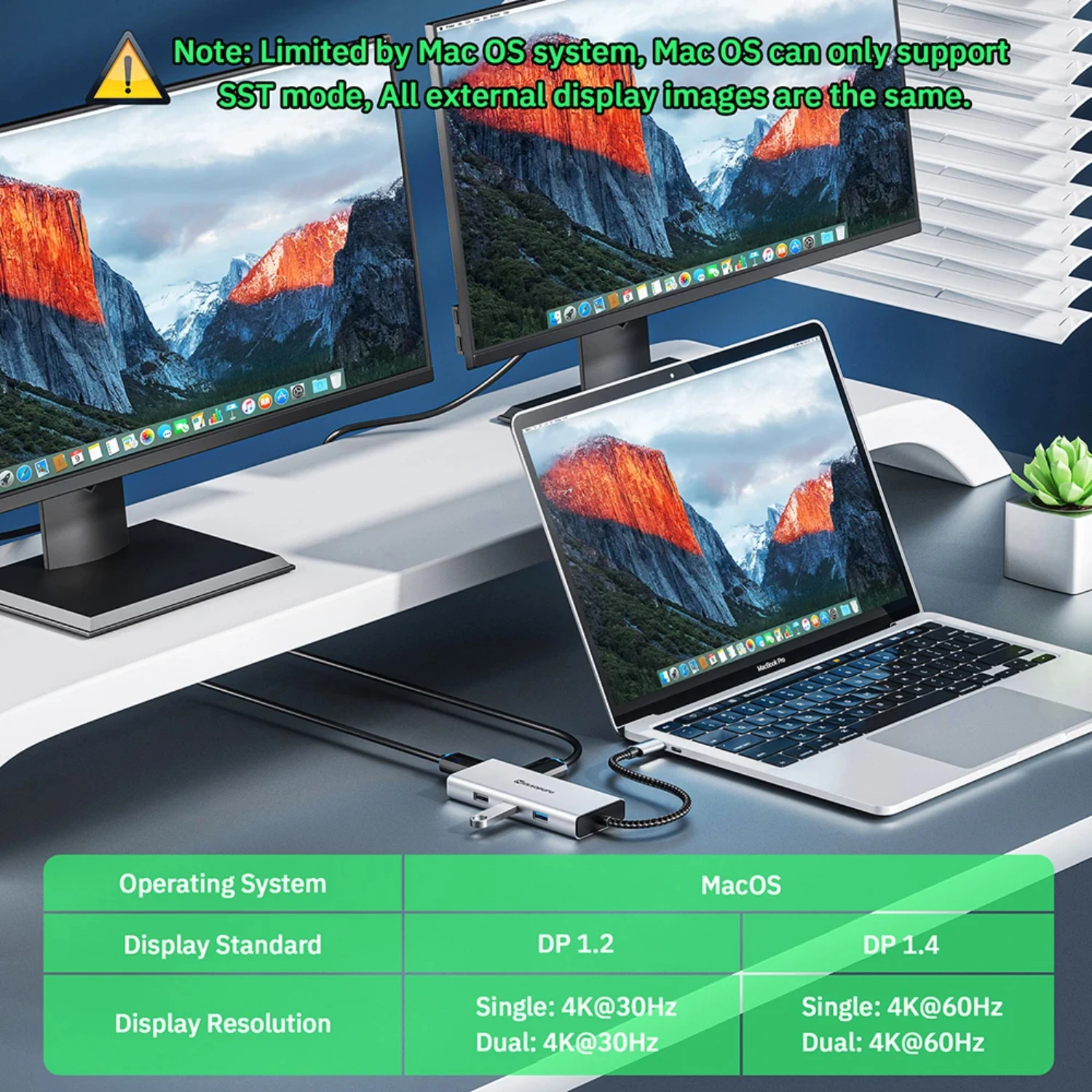 

USB C Docking Station Dual Monitor with Dual 4K@60Hz RJ45 PD100W SD/TF USB Multiport Adapter MacBook Pro 9 in 1 USB C Hub