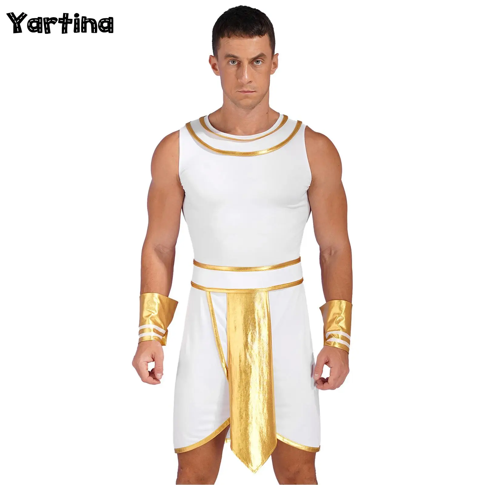 

Mens Ancient Egyptian Fantasy Greek Roman Pharaoh Cosplay Costume Adult Ancient Egypt King Role Playing Clothings Dress Outfit