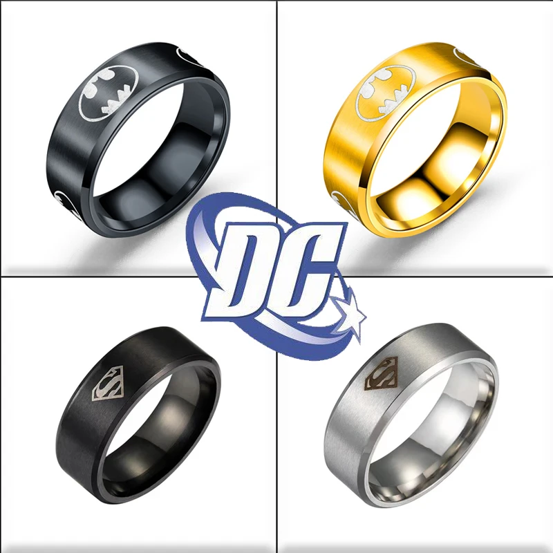 DC Comics Batman Cartoon Fashion Titanium Steel Rings for Men and Women Anime Character Party Ring Christmas Birthday Gifts New