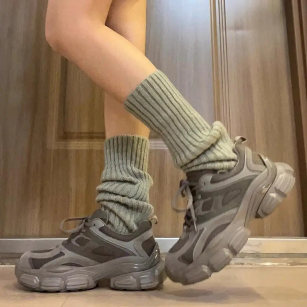 ニット滑り止めレッグウォーマー,スポーツ,冬服,jkロリータスタイル,無地,パイル,カーフカバー