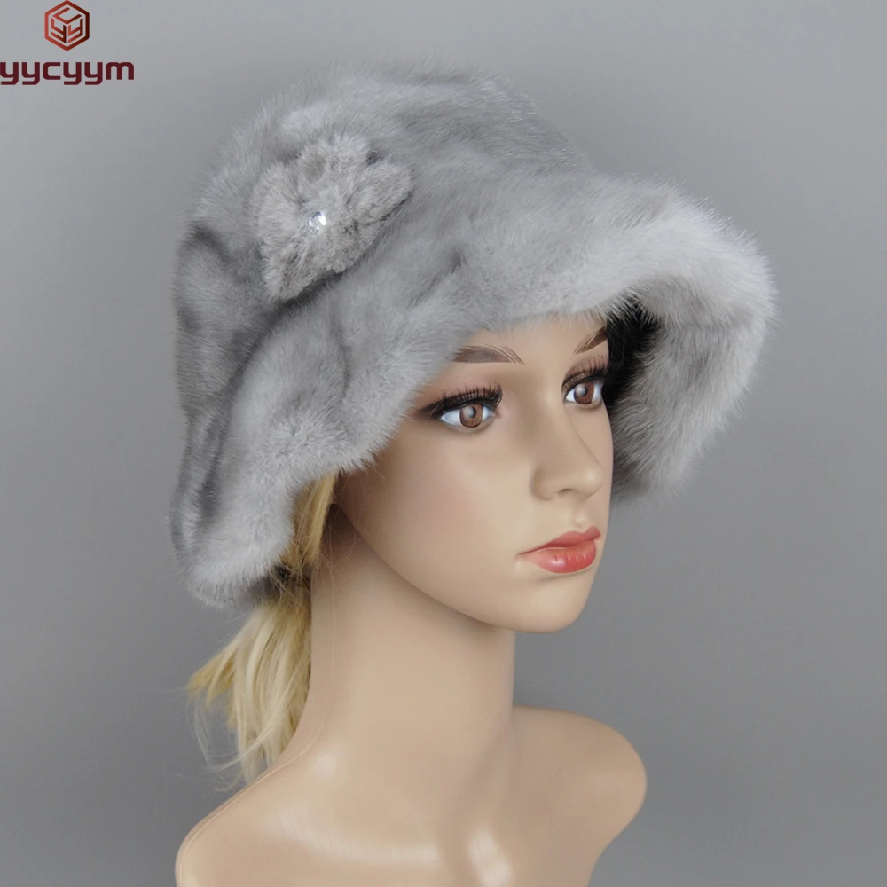 

Winter Fur Hats Women Stylish Warm Natural Whole Mink Fur Luxury Caps Earflap High Quality Hat Anti Cold Snow Hat