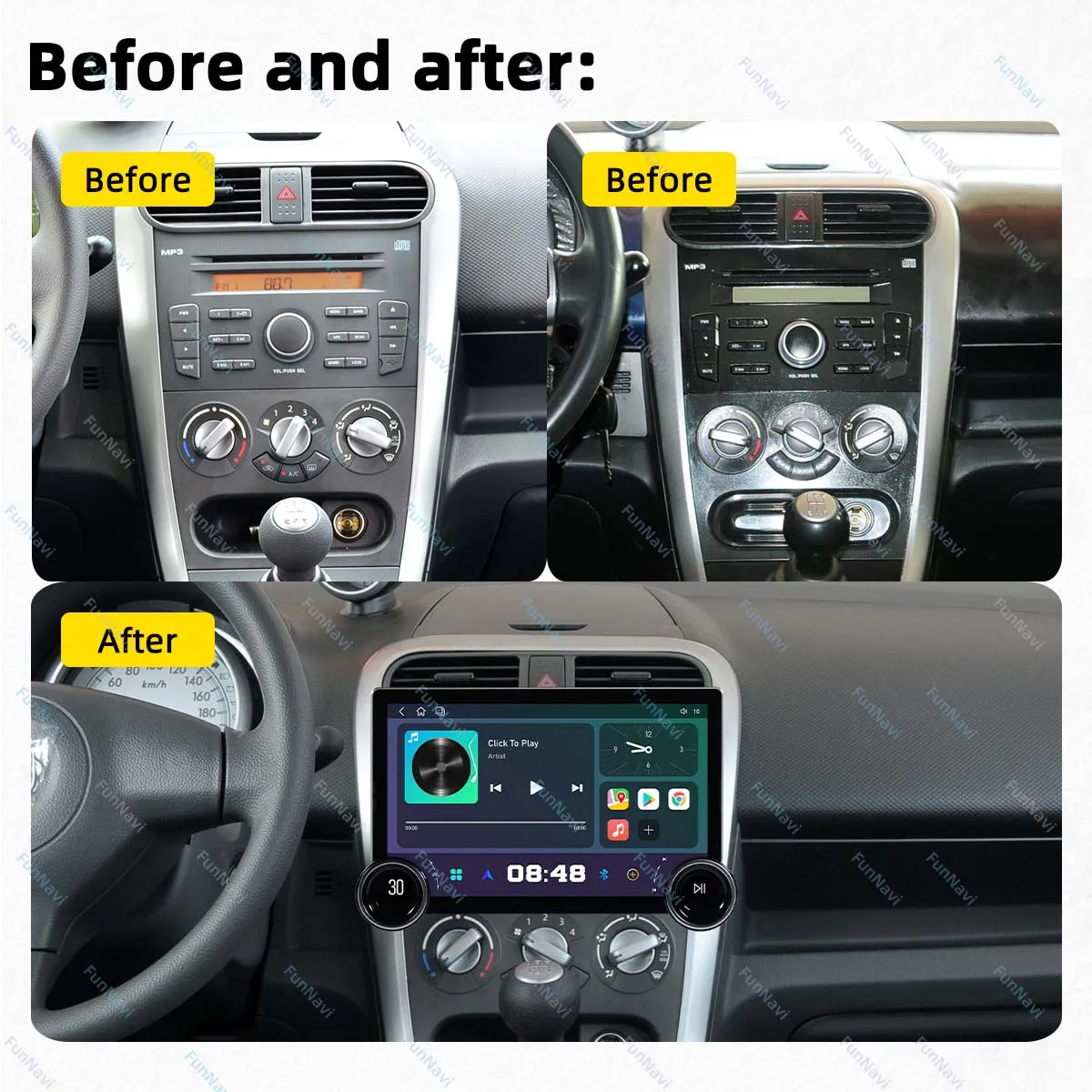 2 Din Android Car Radio Stereo for Suzuki Splash Ritz Opel Agila 2008 - 2014 11.8 Inch Screen Navigation Multimedia Carplay 4G