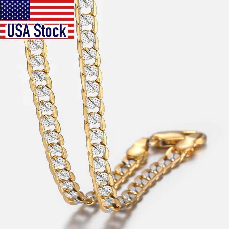 Trendsmax Gold Color Chain Necklace For Men Women Cuban Link Chain Male Necklace Fashion Men's Jewelry Wholesale Gifts 4mm GN64