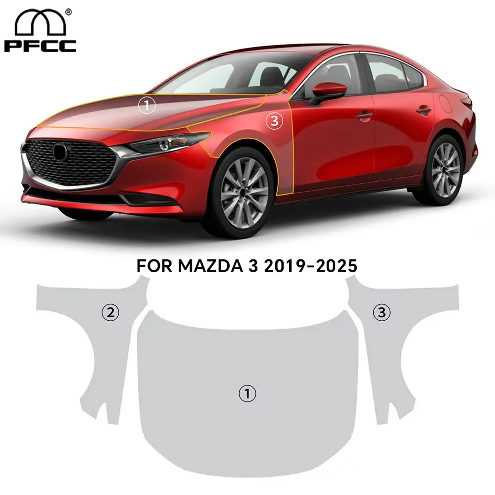 

Custom Car Hood Fender Precut Paint Protection Film Clear PPF TPU For Mazda 3 2019-2025 Anti-scratch Exterior Transparent Kit
