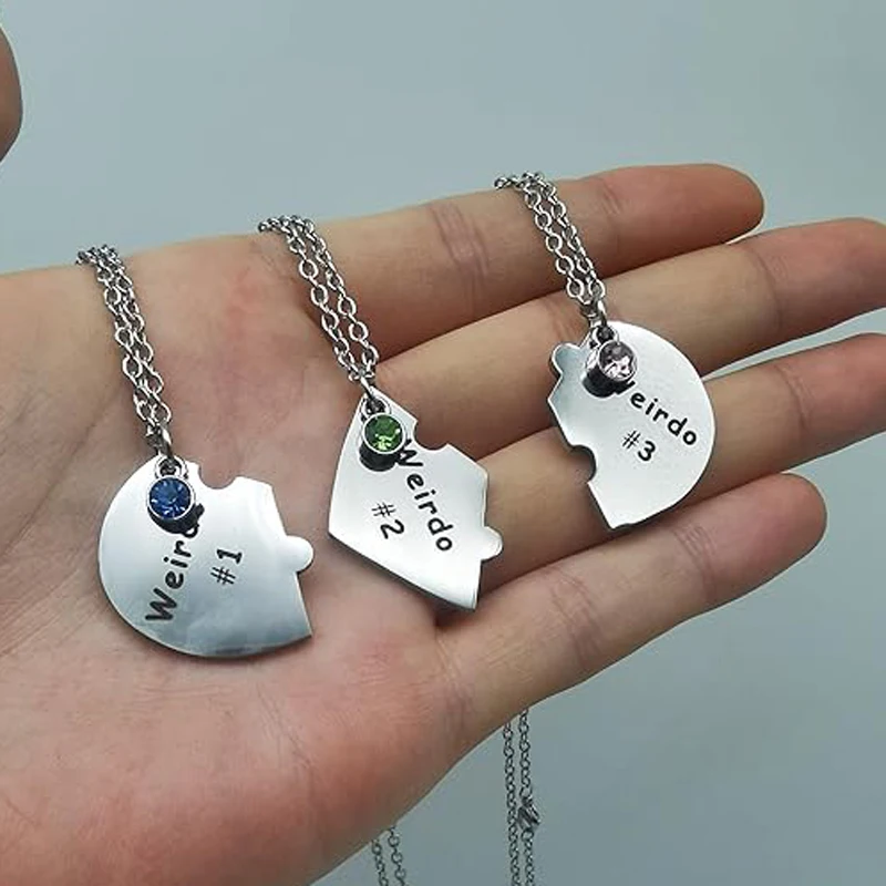 قلادة صديق غريب الأطوار ، مجوهرات الصداقة ، الصداقة ، القلب Bff ، 1 2 3