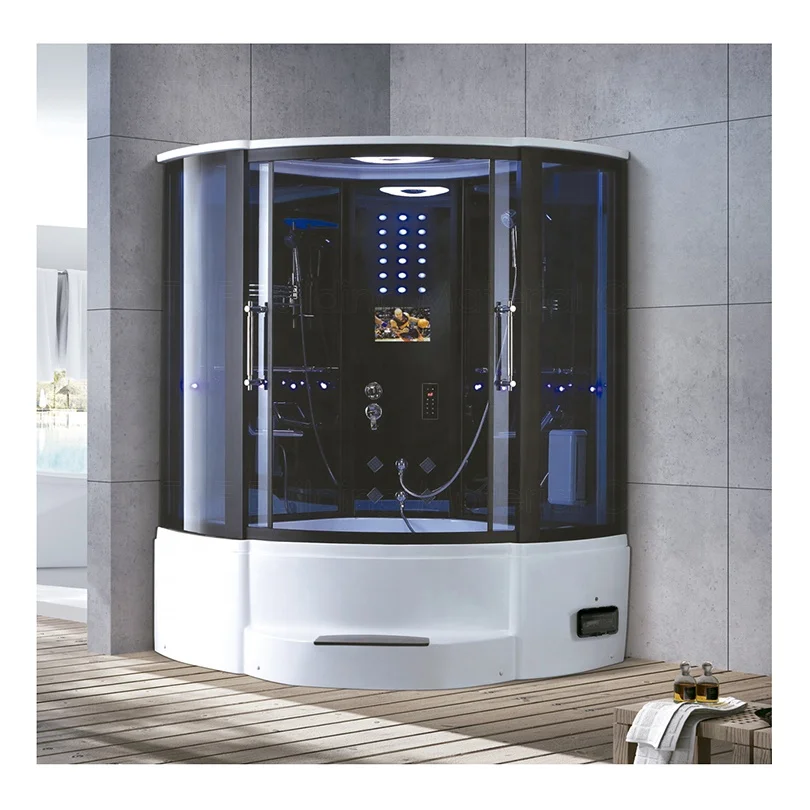 Integrated Acrylic Top Shower Steam Room Wet Sauna Combo Hydromassage Whirlpool Bath Cabin