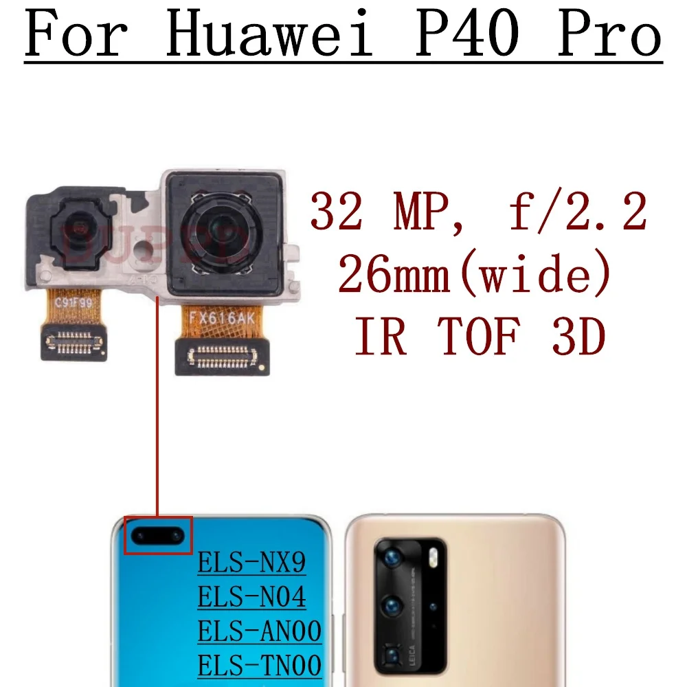 Original For Huawei P40 Pro P40Pro Front Rear View Back Camera Frontal Main Facing Small Camera Module Flex Replacement