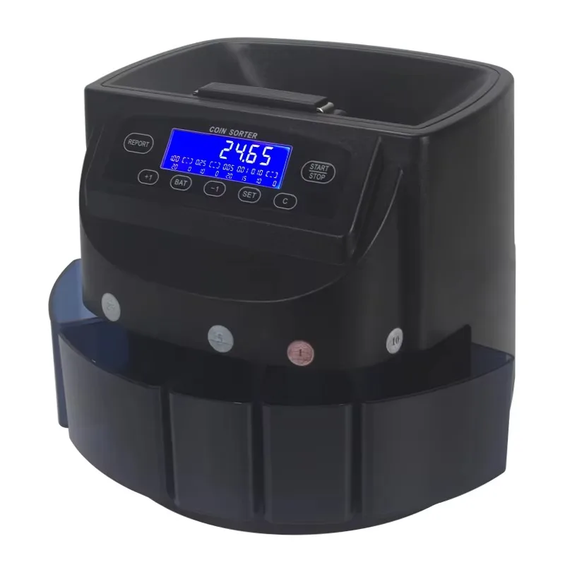 عدادات العملات المعدنية والفرز آلة عد القيمة USD النقدية عملة عداد ملاحظة محدد فارز Oem آلة فرز العملات المعدنية اليورو